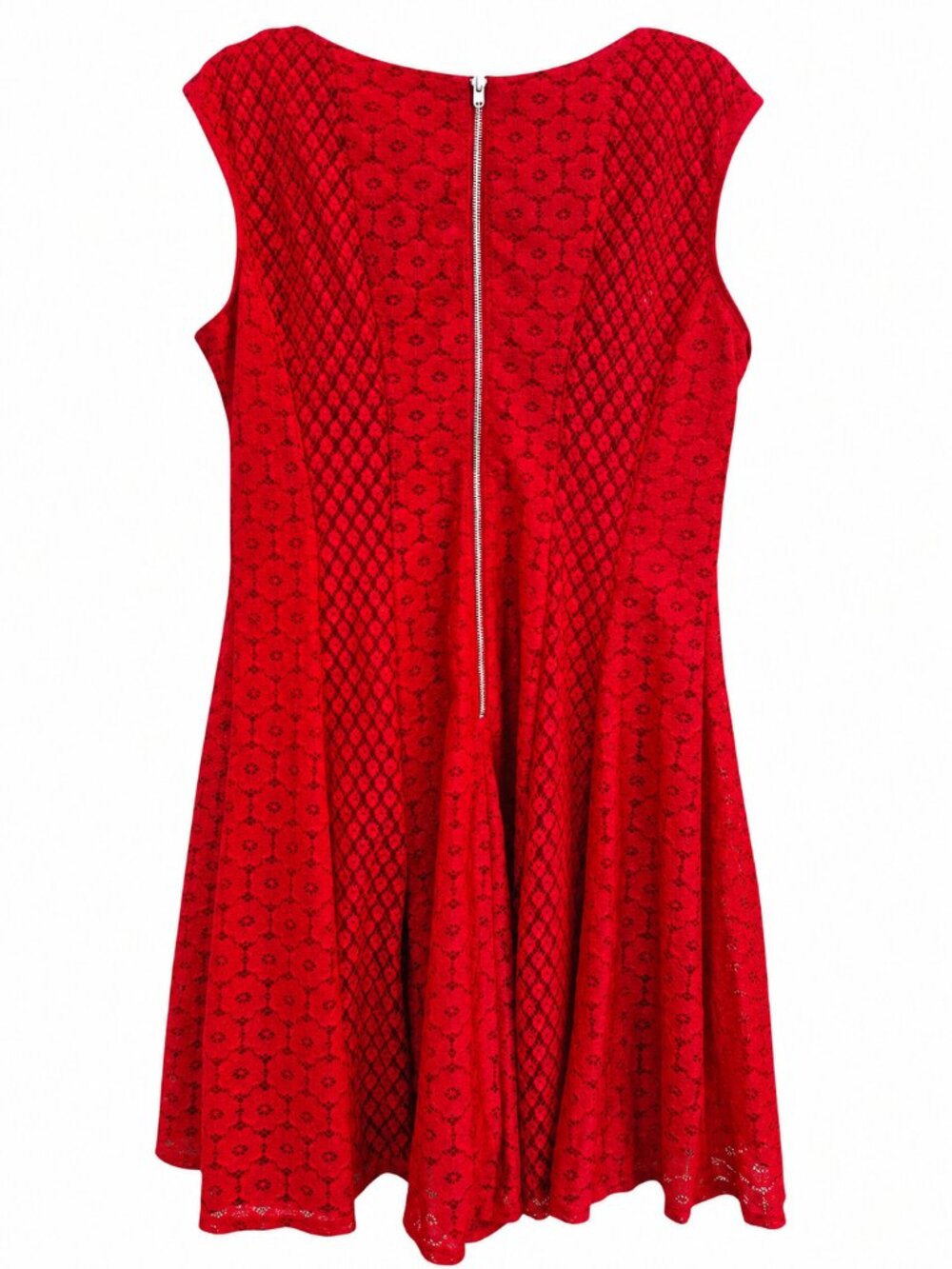 Danny & Nicole Sz 16P Red Lace Fit Flare Dress Petite Workwear Pop of Color - Picture 3 of 6